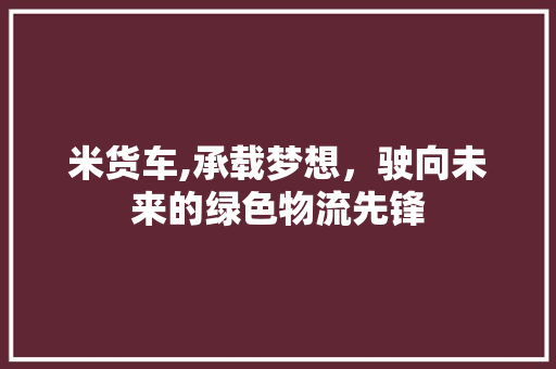 米货车,承载梦想，驶向未来的绿色物流先锋