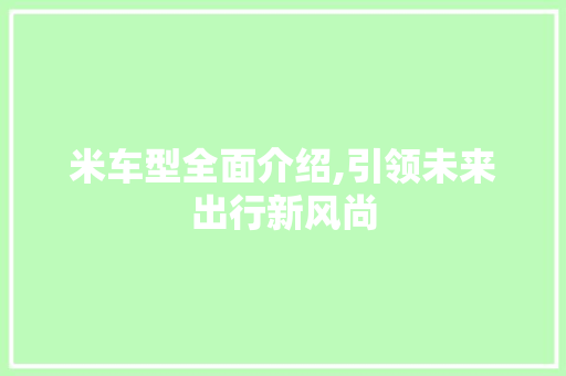 米车型全面介绍,引领未来出行新风尚