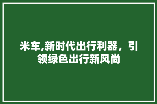 米车,新时代出行利器，引领绿色出行新风尚