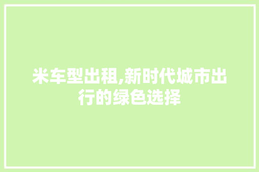 米车型出租,新时代城市出行的绿色选择