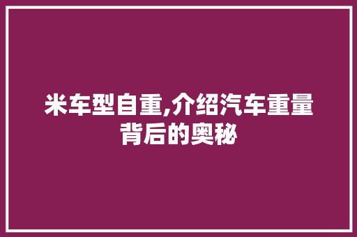 米车型自重,介绍汽车重量背后的奥秘