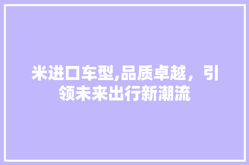 米进口车型,品质卓越，引领未来出行新潮流
