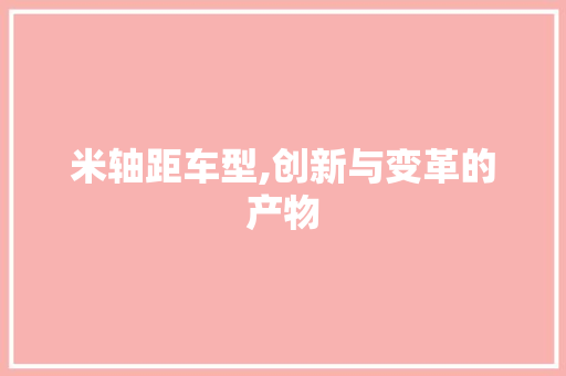 米轴距车型,创新与变革的产物
