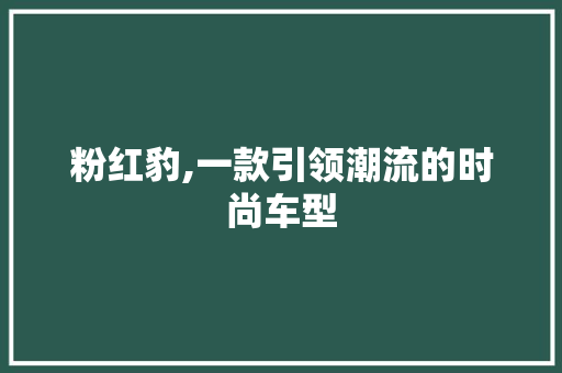 粉红豹,一款引领潮流的时尚车型