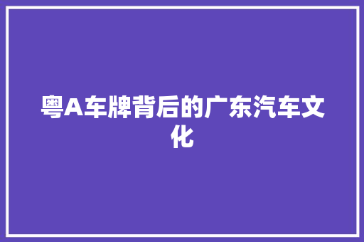 粤A车牌背后的广东汽车文化