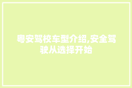粤安驾校车型介绍,安全驾驶从选择开始 发动机配件