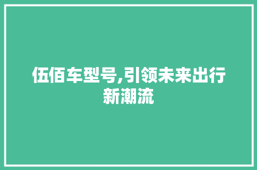 伍佰车型号,引领未来出行新潮流