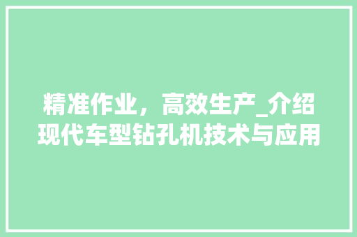 精准作业，高效生产_介绍现代车型钻孔机技术与应用