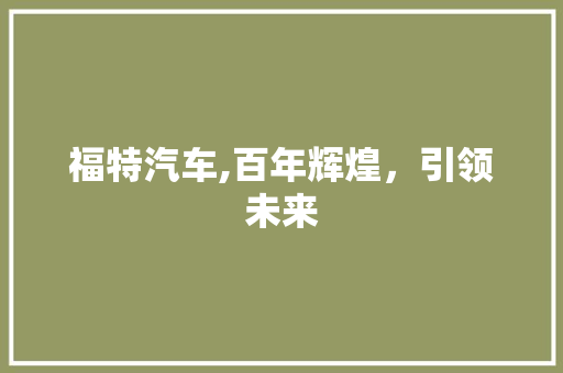 福特汽车,百年辉煌，引领未来