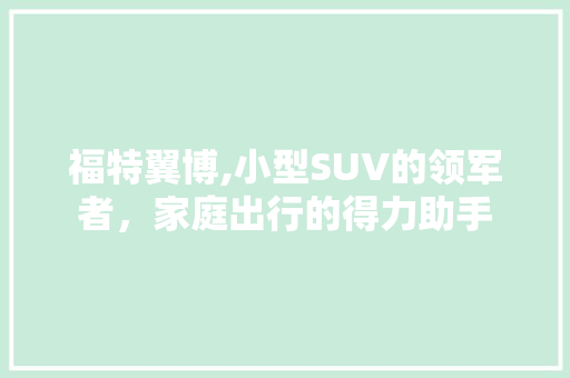 福特翼博,小型SUV的领军者，家庭出行的得力助手
