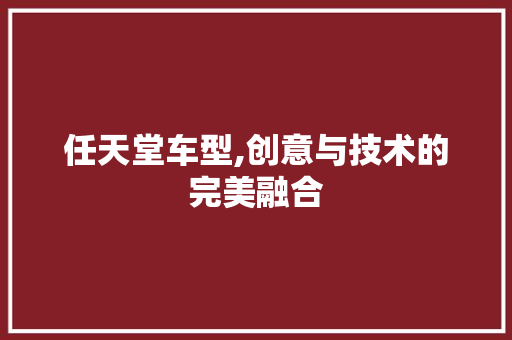 任天堂车型,创意与技术的完美融合