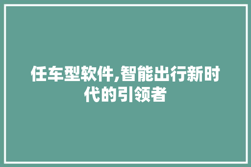 任车型软件,智能出行新时代的引领者