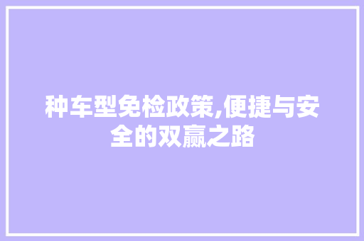 种车型免检政策,便捷与安全的双赢之路 车灯配件