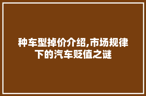 种车型掉价介绍,市场规律下的汽车贬值之谜