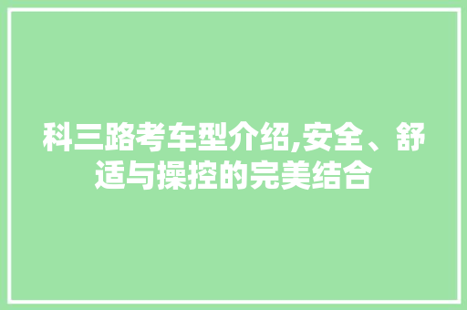 科三路考车型介绍,安全、舒适与操控的完美结合