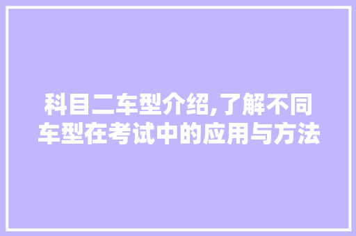 科目二车型介绍,了解不同车型在考试中的应用与方法