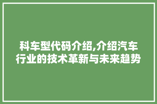 科车型代码介绍,介绍汽车行业的技术革新与未来趋势