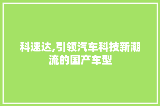 科速达,引领汽车科技新潮流的国产车型
