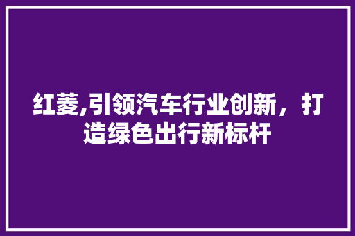 红菱,引领汽车行业创新，打造绿色出行新标杆