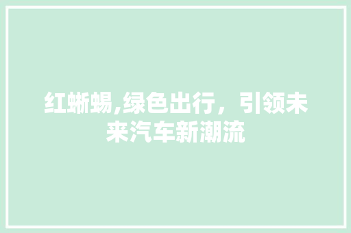 红蜥蜴,绿色出行，引领未来汽车新潮流 新款车型