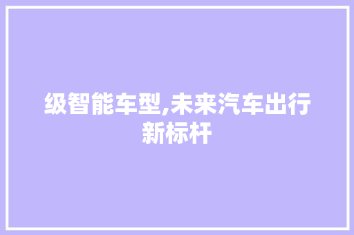 级智能车型,未来汽车出行新标杆