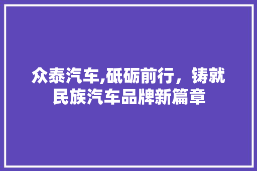 众泰汽车,砥砺前行，铸就民族汽车品牌新篇章
