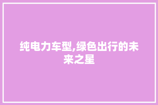 纯电力车型,绿色出行的未来之星