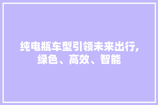 纯电瓶车型引领未来出行,绿色、高效、智能