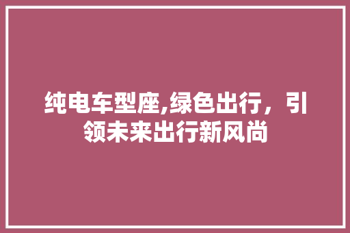 纯电车型座,绿色出行，引领未来出行新风尚