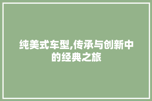 纯美式车型,传承与创新中的经典之旅