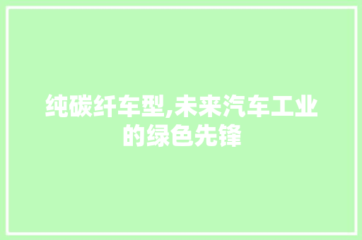 纯碳纤车型,未来汽车工业的绿色先锋