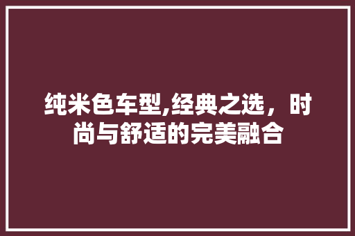 纯米色车型,经典之选，时尚与舒适的完美融合