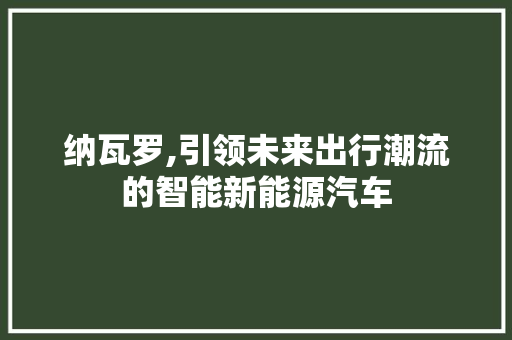 纳瓦罗,引领未来出行潮流的智能新能源汽车