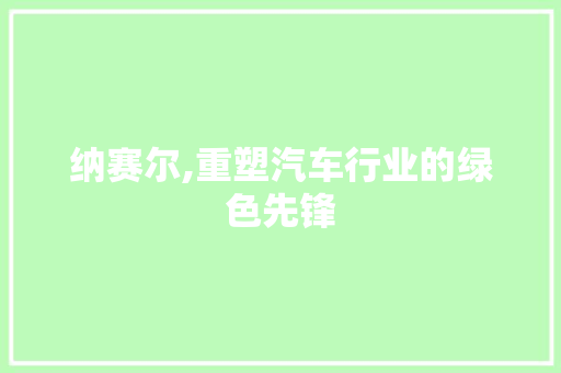 纳赛尔,重塑汽车行业的绿色先锋