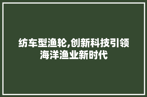 纺车型渔轮,创新科技引领海洋渔业新时代