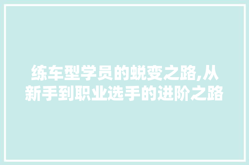 练车型学员的蜕变之路,从新手到职业选手的进阶之路