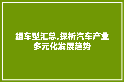 组车型汇总,探析汽车产业多元化发展趋势