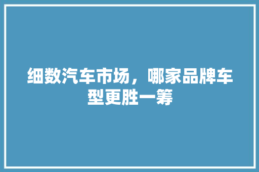 细数汽车市场，哪家品牌车型更胜一筹
