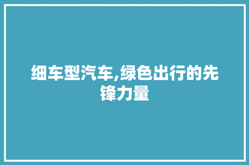 细车型汽车,绿色出行的先锋力量