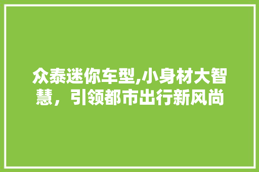 众泰迷你车型,小身材大智慧，引领都市出行新风尚 新能源汽车