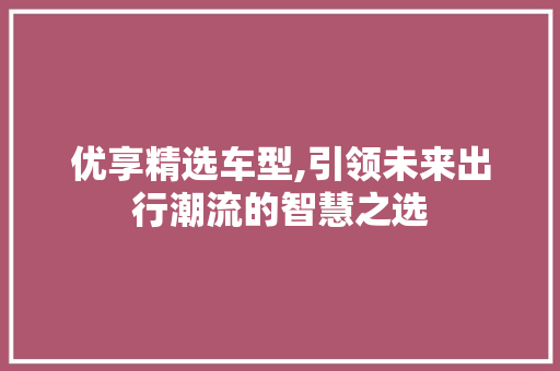 优享精选车型,引领未来出行潮流的智慧之选 变速箱配件