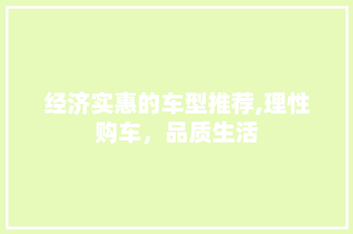 经济实惠的车型推荐,理性购车，品质生活