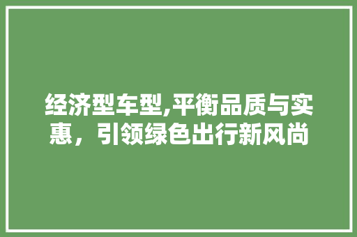 经济型车型,平衡品质与实惠，引领绿色出行新风尚