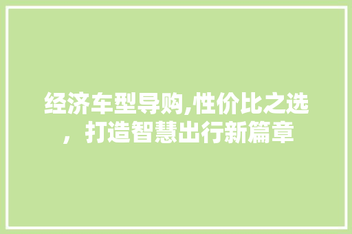 经济车型导购,性价比之选，打造智慧出行新篇章