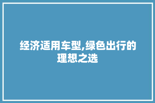经济适用车型,绿色出行的理想之选