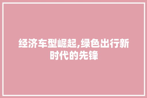 经济车型崛起,绿色出行新时代的先锋