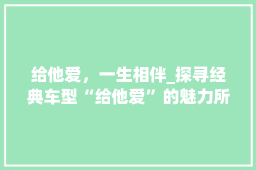给他爱，一生相伴_探寻经典车型“给他爱”的魅力所在 蓄电池配件