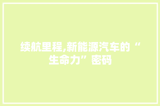 续航里程,新能源汽车的“生命力”密码