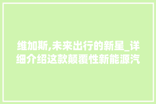 维加斯,未来出行的新星_详细介绍这款颠覆性新能源汽车 新款车型