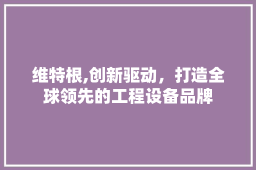 维特根,创新驱动，打造全球领先的工程设备品牌 变速箱配件